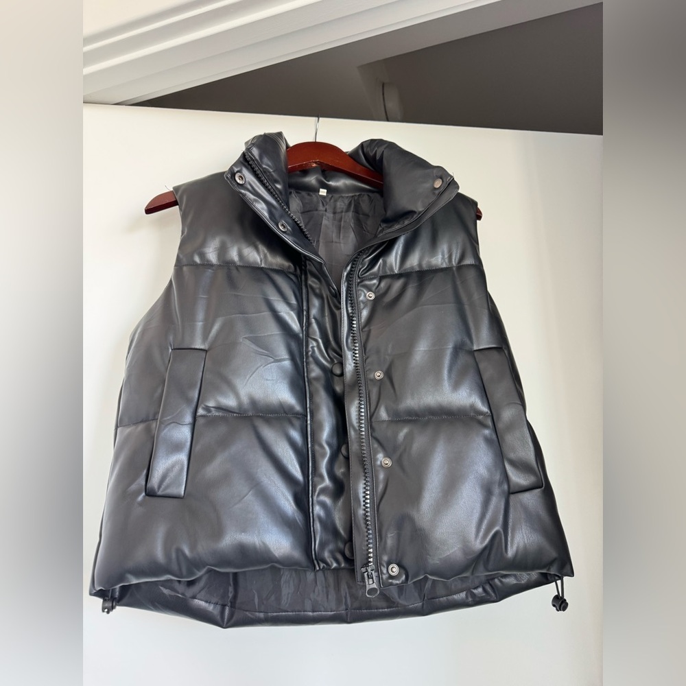 Faux Leather Vest black size XS